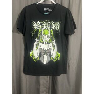 Square Apple Studios Mens L Black Anime Demon Girl Graphic T Shirt 2022 Cotton